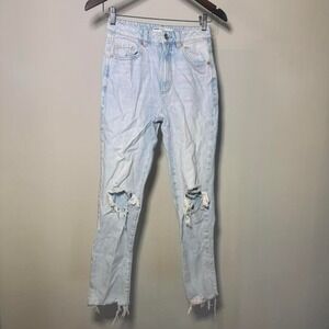 Garage Denim Light Wash High-Waisted Mom Distressed Denim Jeans Size 0 Spring